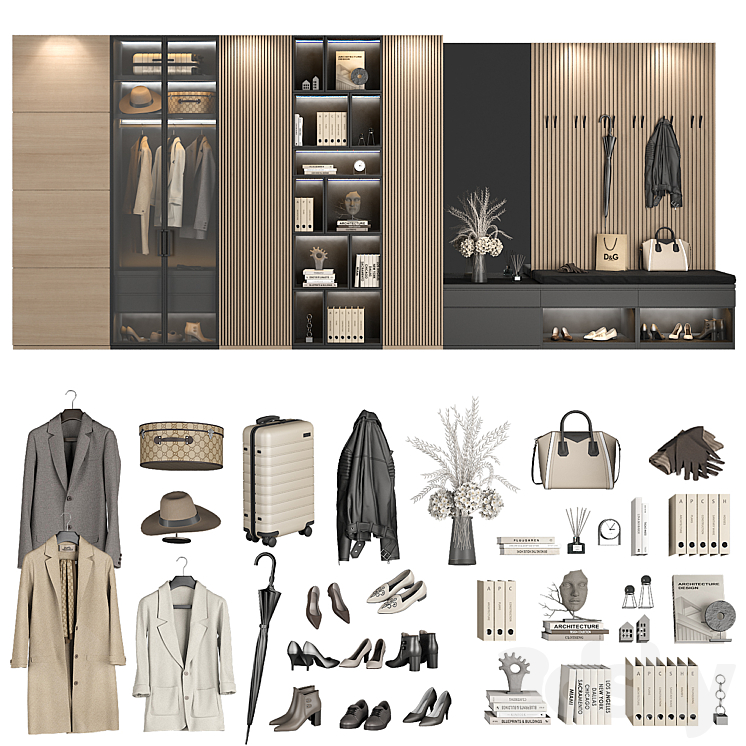 Furniture composition for the hallway 99 part 1 3DS Max - thumbnail 1