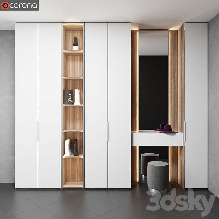 Hall Wardrobe OLIVIERI GLASS 3DS Max - thumbnail 1