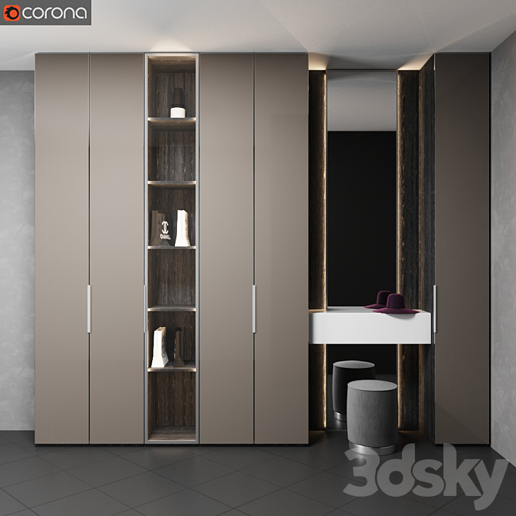 Hall Wardrobe OLIVIERI GLASS 3DS Max - thumbnail 2