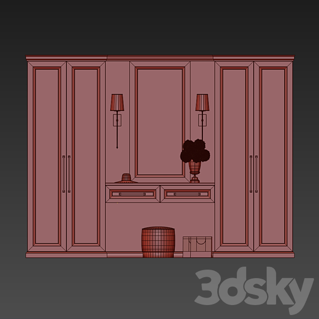 Hall Wardrobe Set 3 3DSMax File - thumbnail 3