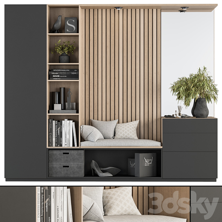 Hallway 17 – Black and Wood Set 3DS Max - thumbnail 2