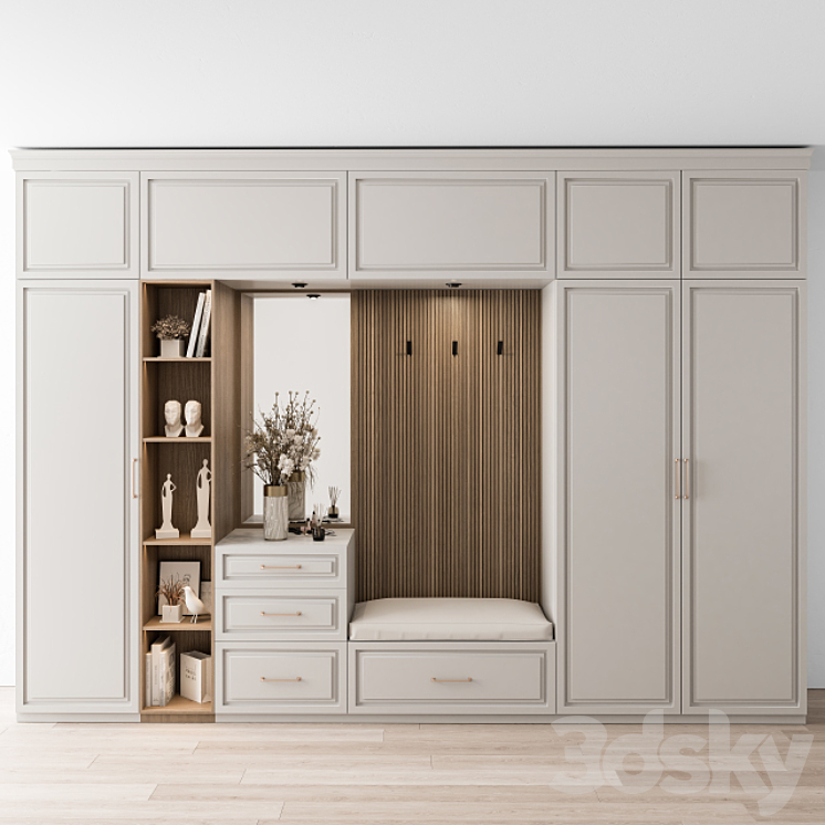 Hallway 19 – White and Wood Set 3DS Max - thumbnail 1