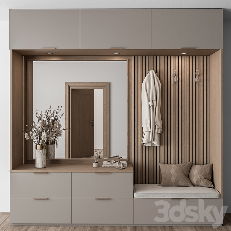 Hallway 46 – Beige and Wood Entrance 3DS Max Model - thumbnail 1