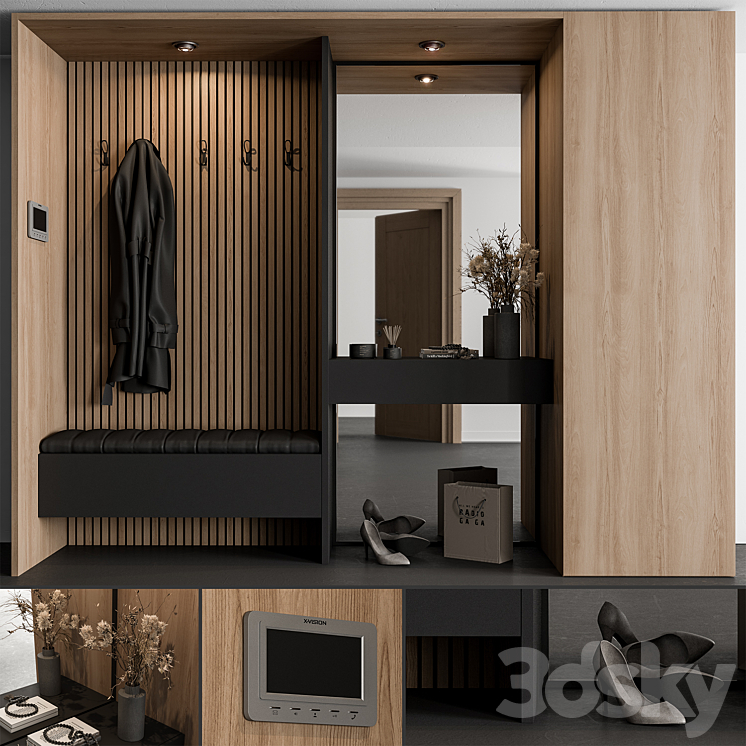 Hallway 57 – Black and Wood Entrance 3DS Max Model - thumbnail 1