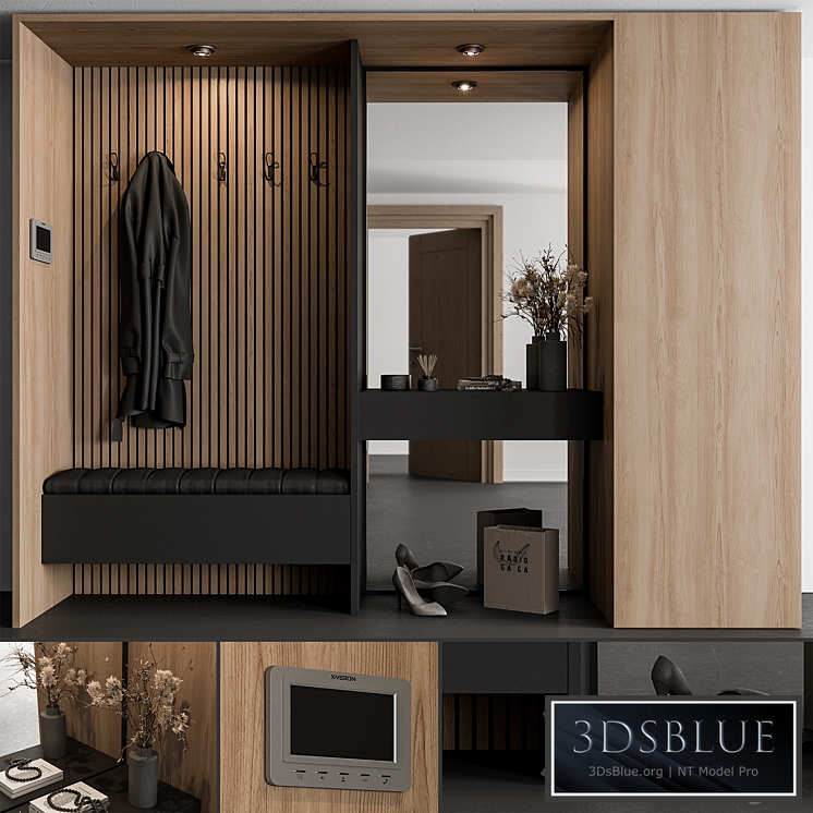 Hallway 57 – Black and Wood Entrance 3DS Max - thumbnail 3