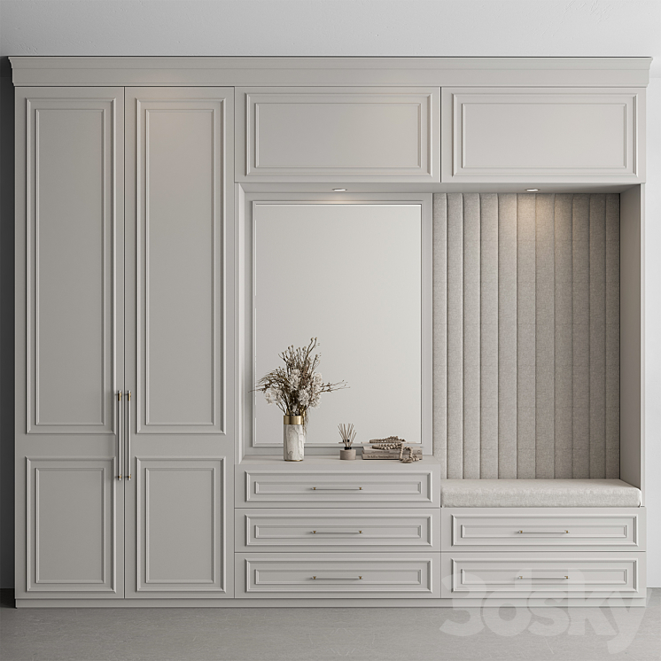 Hallway 65 – Cream and White Entrance 3DS Max Model - thumbnail 1