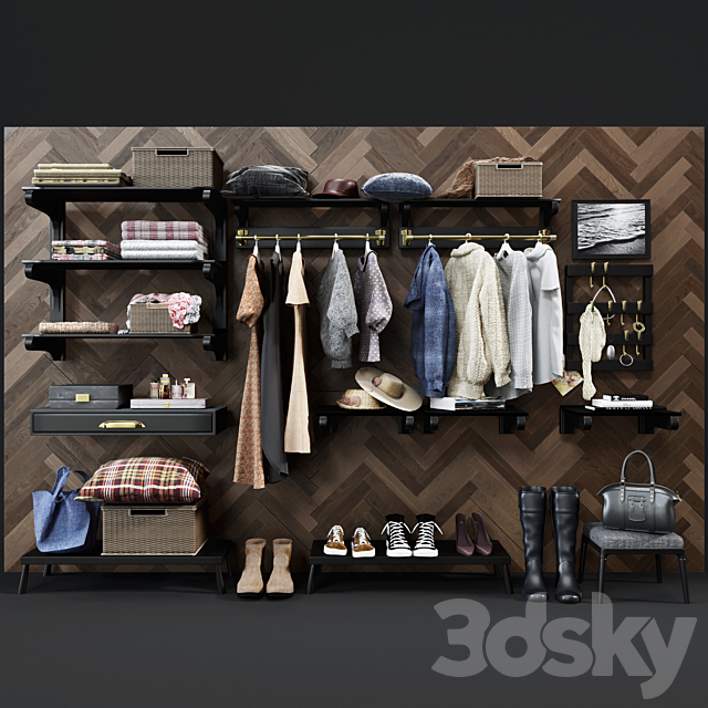 Hallway Pottery Barn Declan Closet Accessories Black 3DSMax File - thumbnail 1