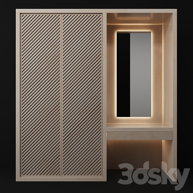 Hallway with plywood 3ds Max - thumbnail 1