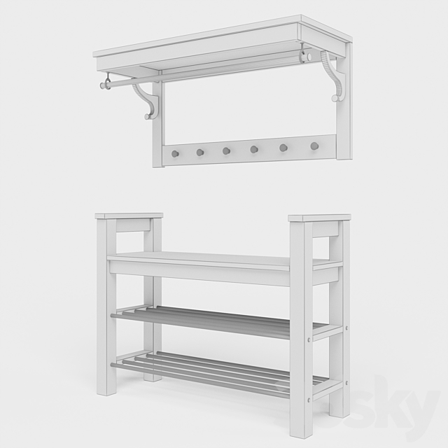 Ikea Hemnes Footwear Bench 3DS Max Model - thumbnail 3