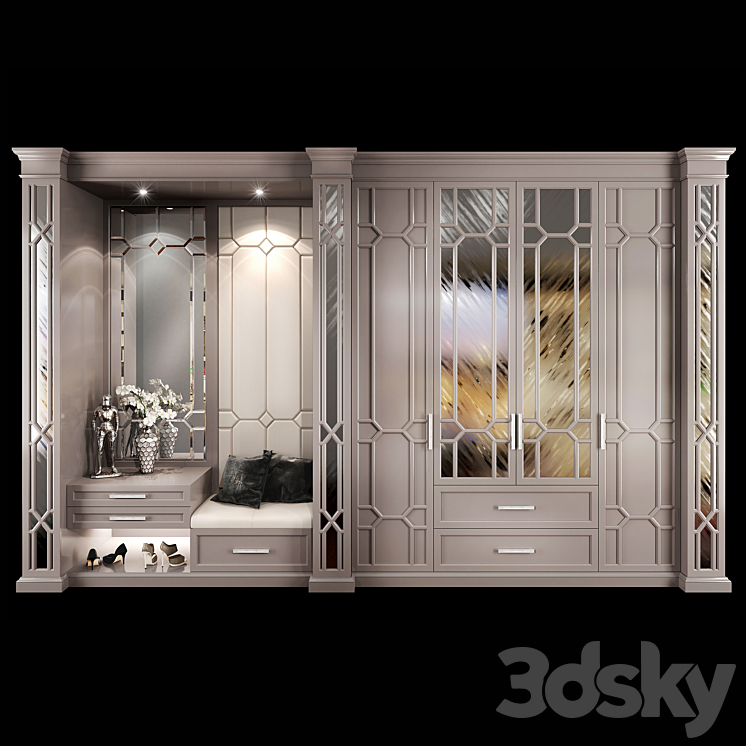 Wardrobe hallway composition set 03 3DS Max - thumbnail 1