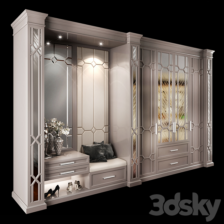 Wardrobe hallway composition set 03 3DS Max - thumbnail 2