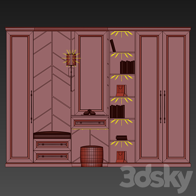 Wardrobe in the hallway 3ds Max - thumbnail 2