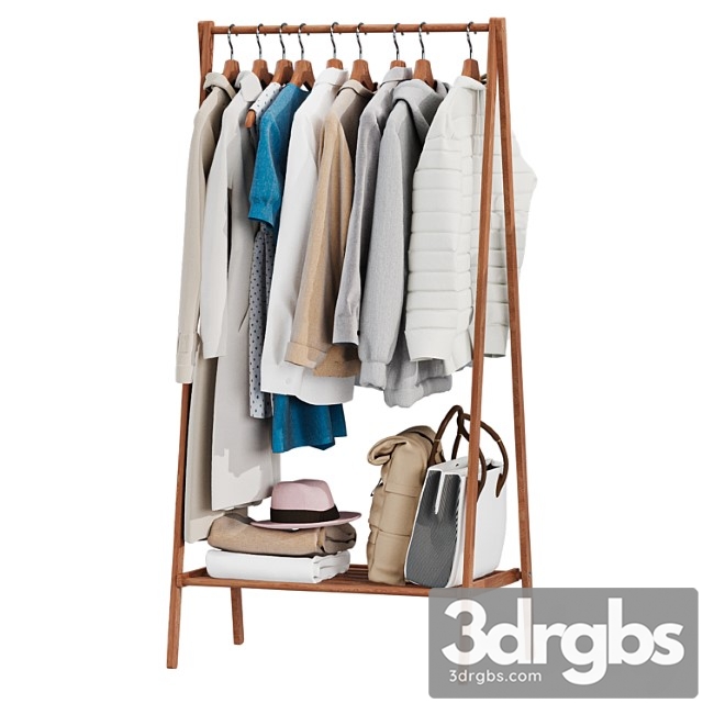 Wooden floor hanger, clothes, bags - thumbnail 1