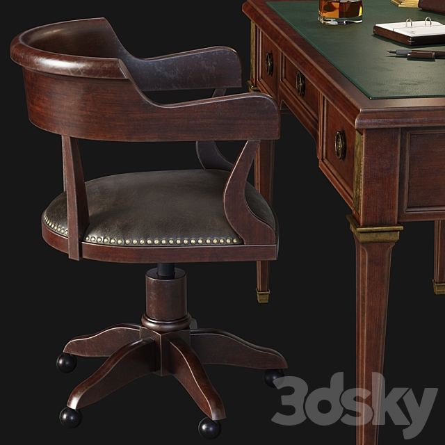 20th Century Writing desk 3DSMax File - thumbnail 3