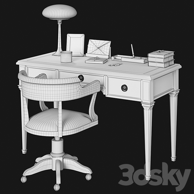 20th Century Writing desk 3DSMax File - thumbnail 4