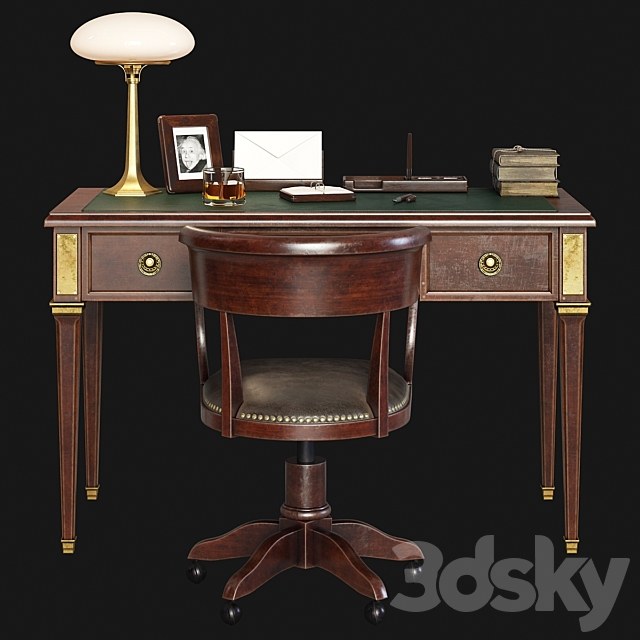 20th Century Writing desk 3DSMax File - thumbnail 5