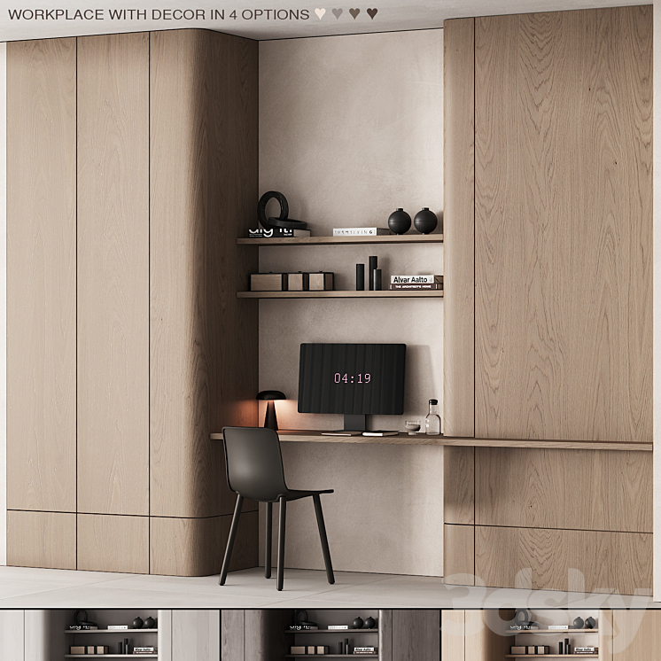 218 office furniture 05 workplace 01 minimal scandi 4 options 3DS Max - thumbnail 1