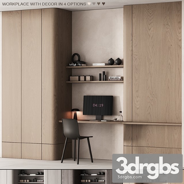 218 office furniture 05 workplace 01 minimal scandi 4 options - thumbnail 1