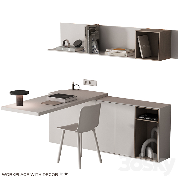 221 office furniture 07 workplace 03 minimal warm white 00 3DS Max Model - thumbnail 1