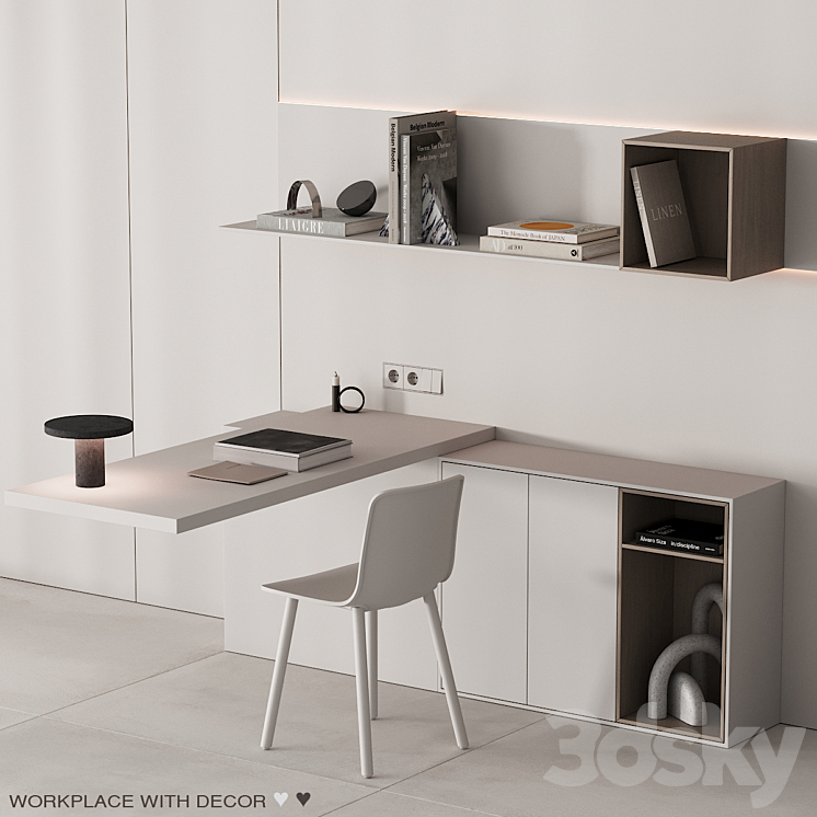 221 office furniture 07 workplace 03 minimal warm white 00 3DS Max Model - thumbnail 2