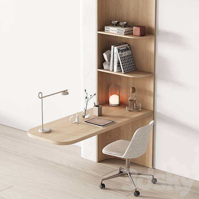 417 office furniture 21 workplace 06 minimal wood working space 01 3dsMax Model - thumbnail 5