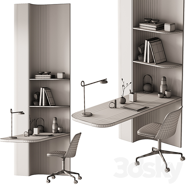 417 office furniture 21 workplace 06 minimal wood working space 01 3dsMax Model - thumbnail 7