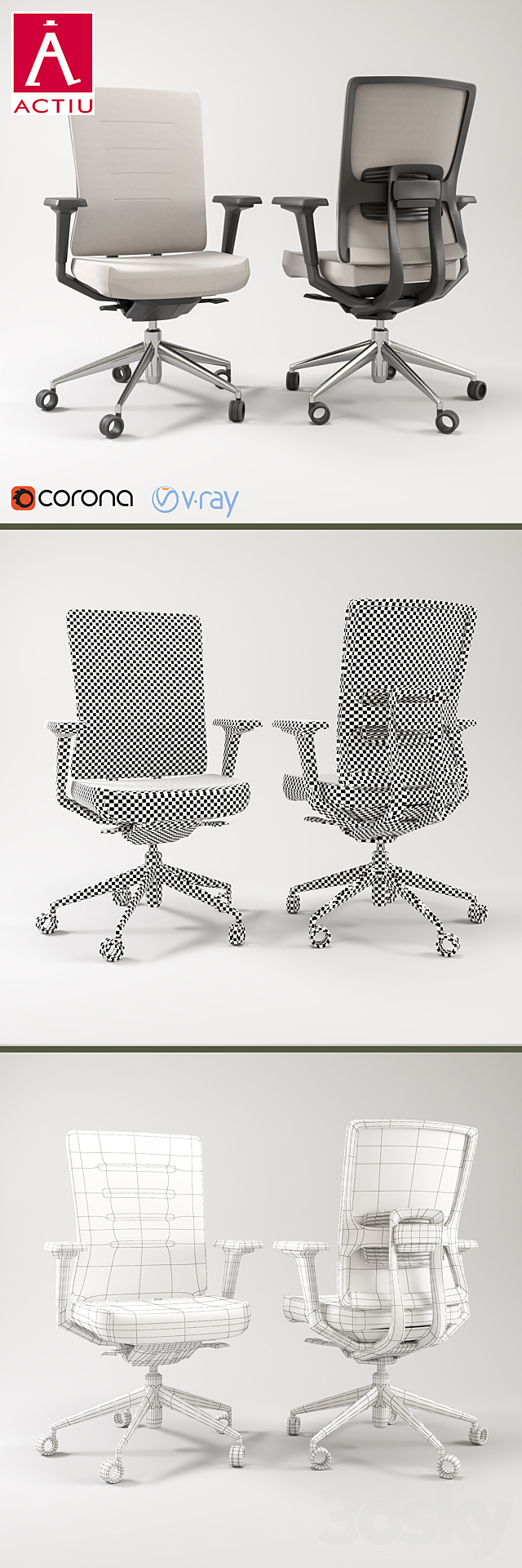 Actiu TNK Flex Office Chair 3ds Max - thumbnail 3