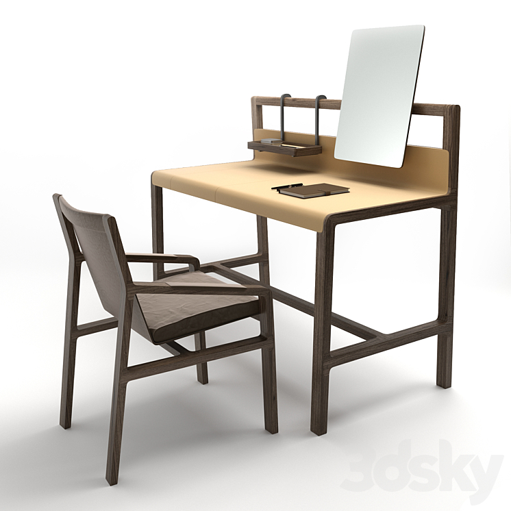 Alivar Scribe desk and Ester chair 3DS Max Model - thumbnail 3