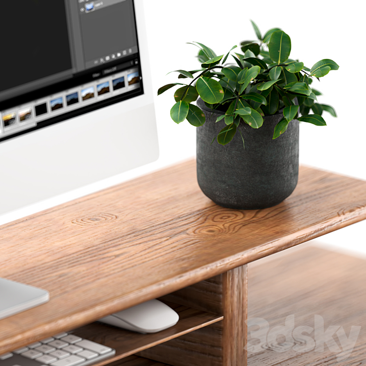 Apple Wooden WorkPlace Home Office 3DS Max Model - thumbnail 2