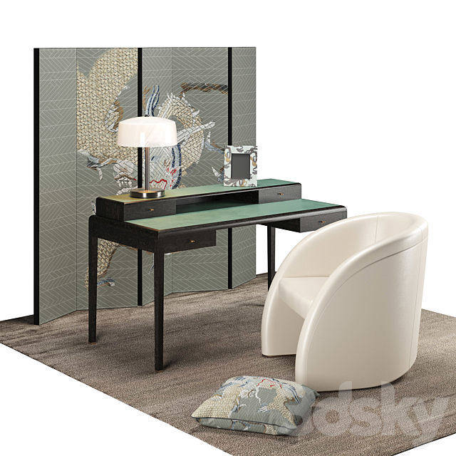 armani casa desk set 3ds Max - thumbnail 1