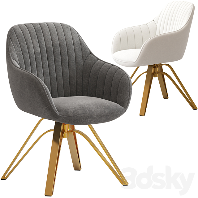 Art Leon Mid Century Modern Swivel Accent Chair 3ds Max - thumbnail 1