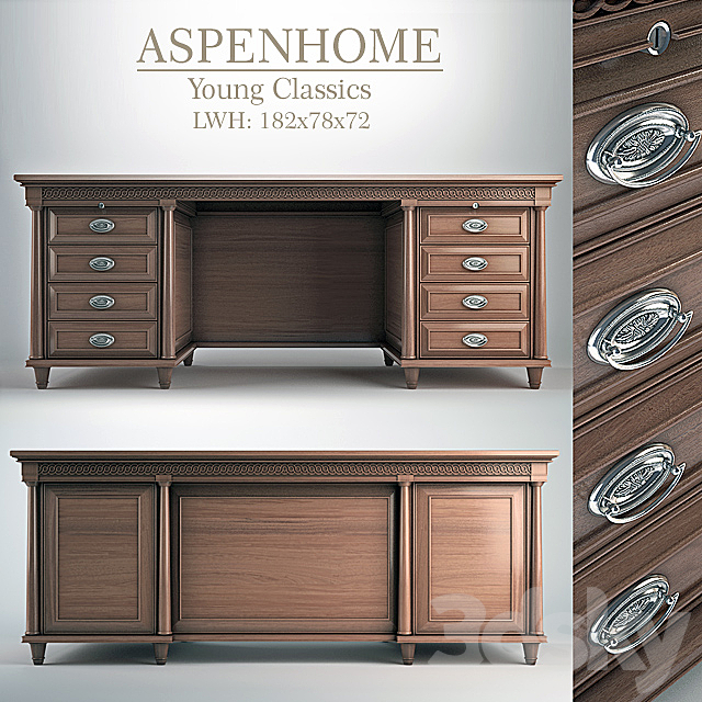 Aspenhome Young Classics Executive Desk 3DSMax File - thumbnail 1