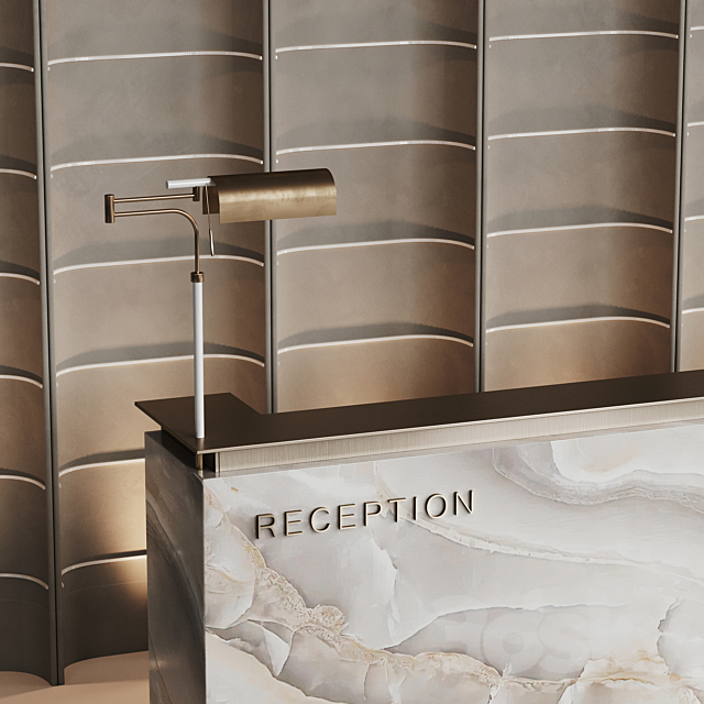 Beige marble hotel reception 3ds Max - thumbnail 2