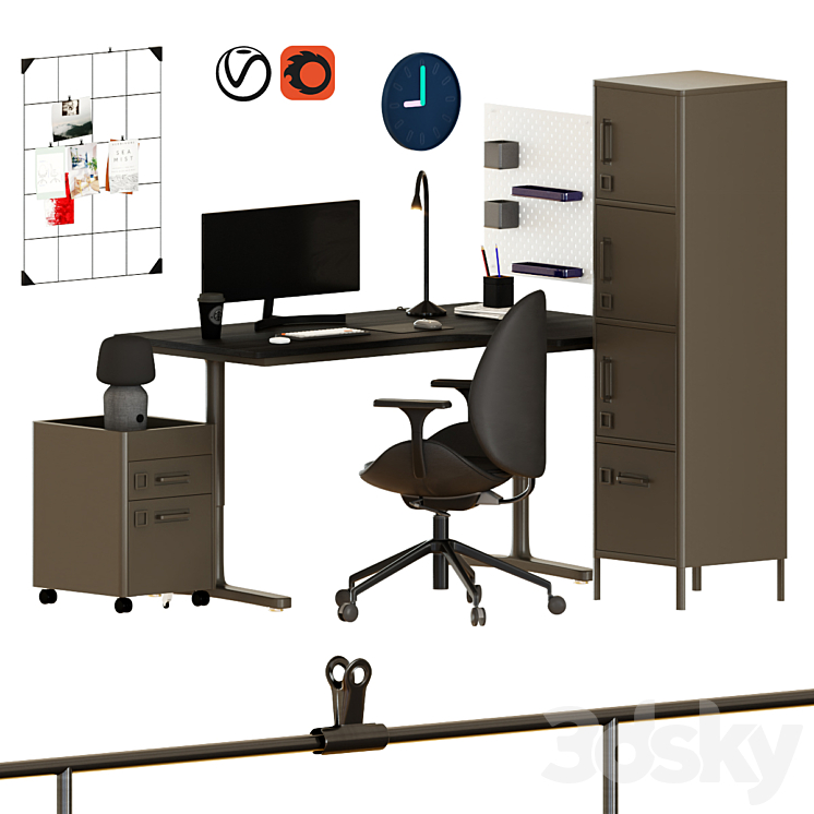 BEKANT Corner desk set 2 3DS Max - thumbnail 1