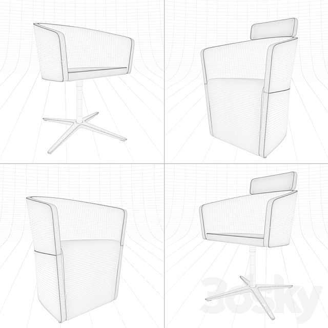 Bene Club chair 3ds Max - thumbnail 3