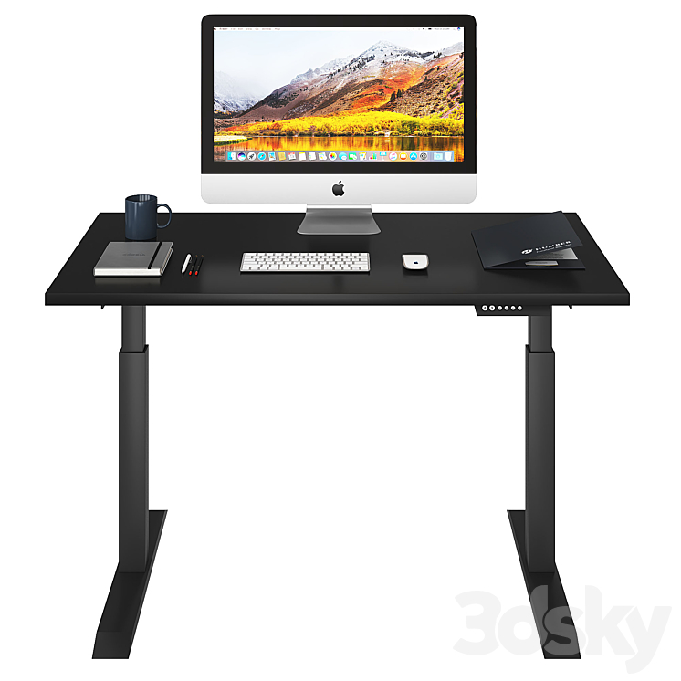 Black lift desk 3DS Max - thumbnail 2