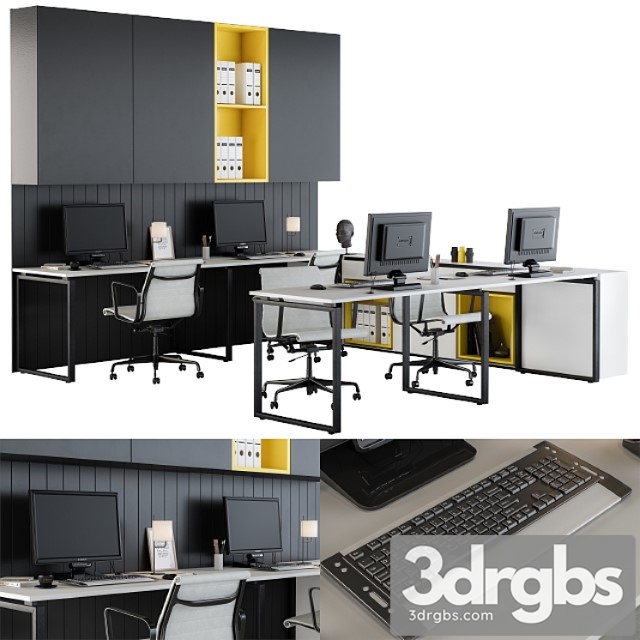 Black white yellow workplace 2 3dsmax Download - thumbnail 1