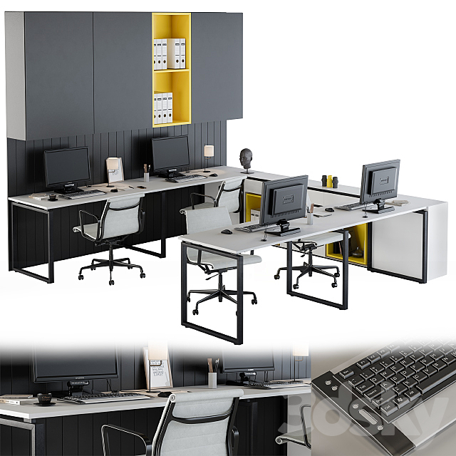 Black White Yellow WorkPlace 3DSMax File - thumbnail 2