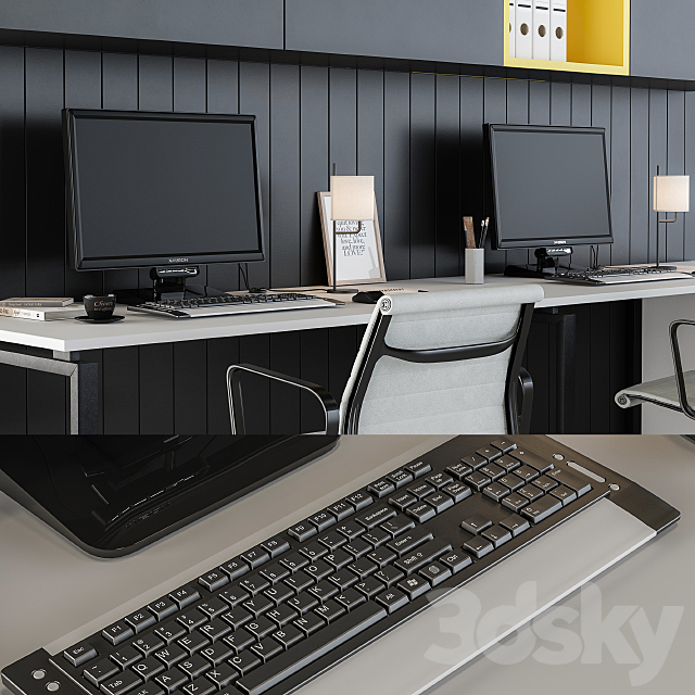 Black White Yellow WorkPlace 3DSMax File - thumbnail 3