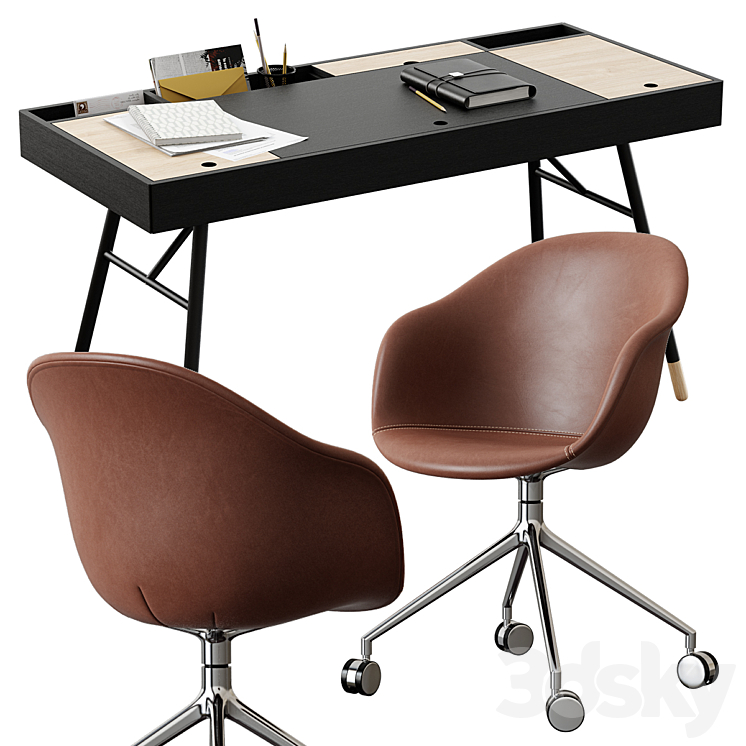 BoConcept \/ Cupertino Table + Adelaide Chair 3DS Max - thumbnail 1