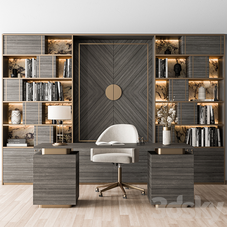 Boss Desk and Library Lux – Office Furniture 276 3DS Max Model - thumbnail 1