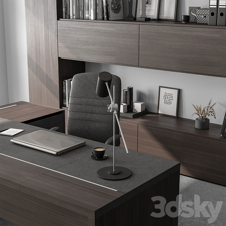 Boss Desk and Library Wooden Set – Office Furniture 298 3DS Max Model - thumbnail 2