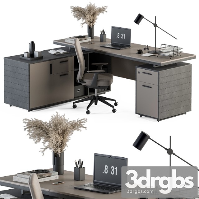 Boss desk cream and black – office furniture 255 - thumbnail 1