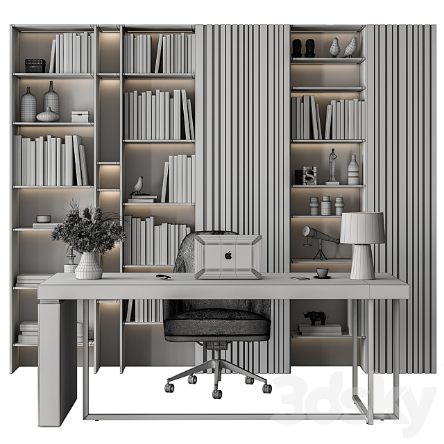 Boss Desk – Office Furniture 445 3DS Max Model - thumbnail 5