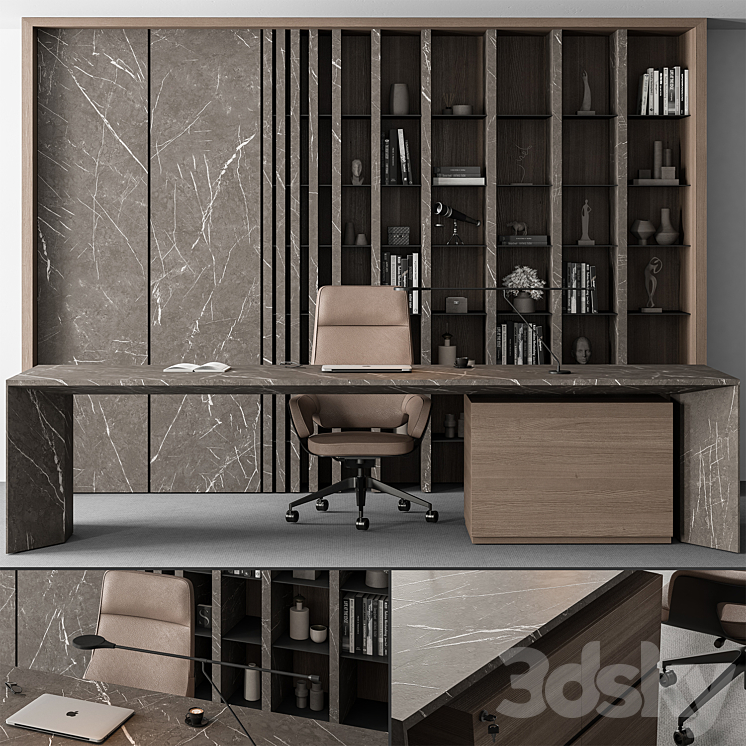 Boss Desk – Office Furniture 475 3DS Max Model - thumbnail 1