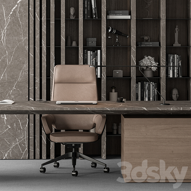 Boss Desk – Office Furniture 475 3DS Max Model - thumbnail 4