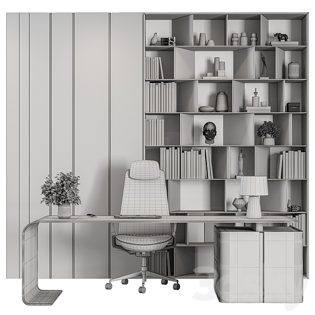 Boss Desk – Office Furniture 484 3DS Max Model - thumbnail 4