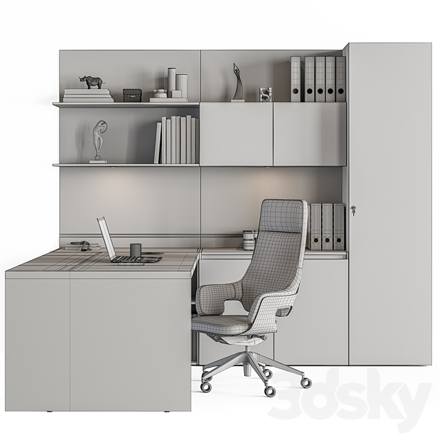 Boss Desk – Office Furniture 491 3DS Max Model - thumbnail 4