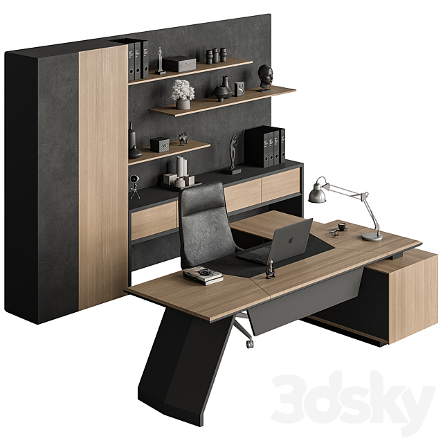 Boss Desk – Office Furniture 513 3DS Max Model - thumbnail 2