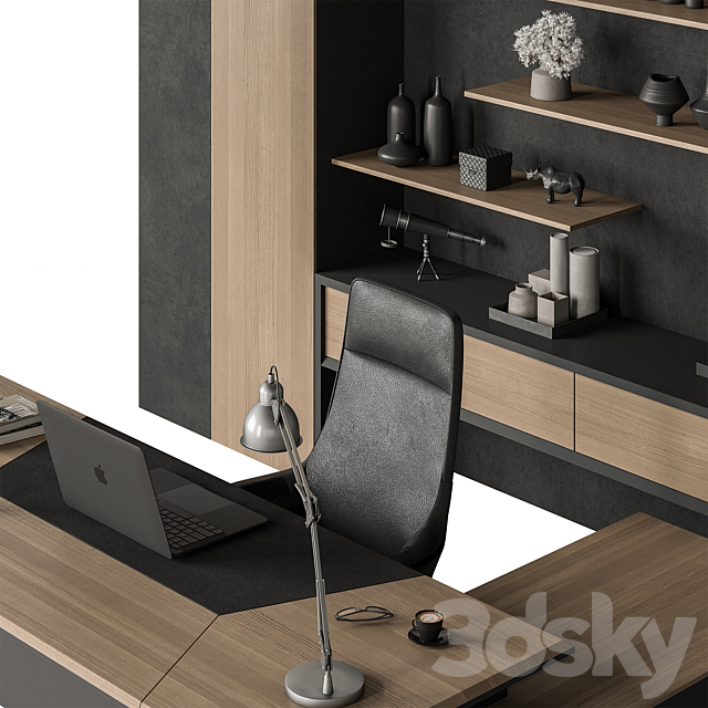 Boss Desk – Office Furniture 513 3DS Max Model - thumbnail 3